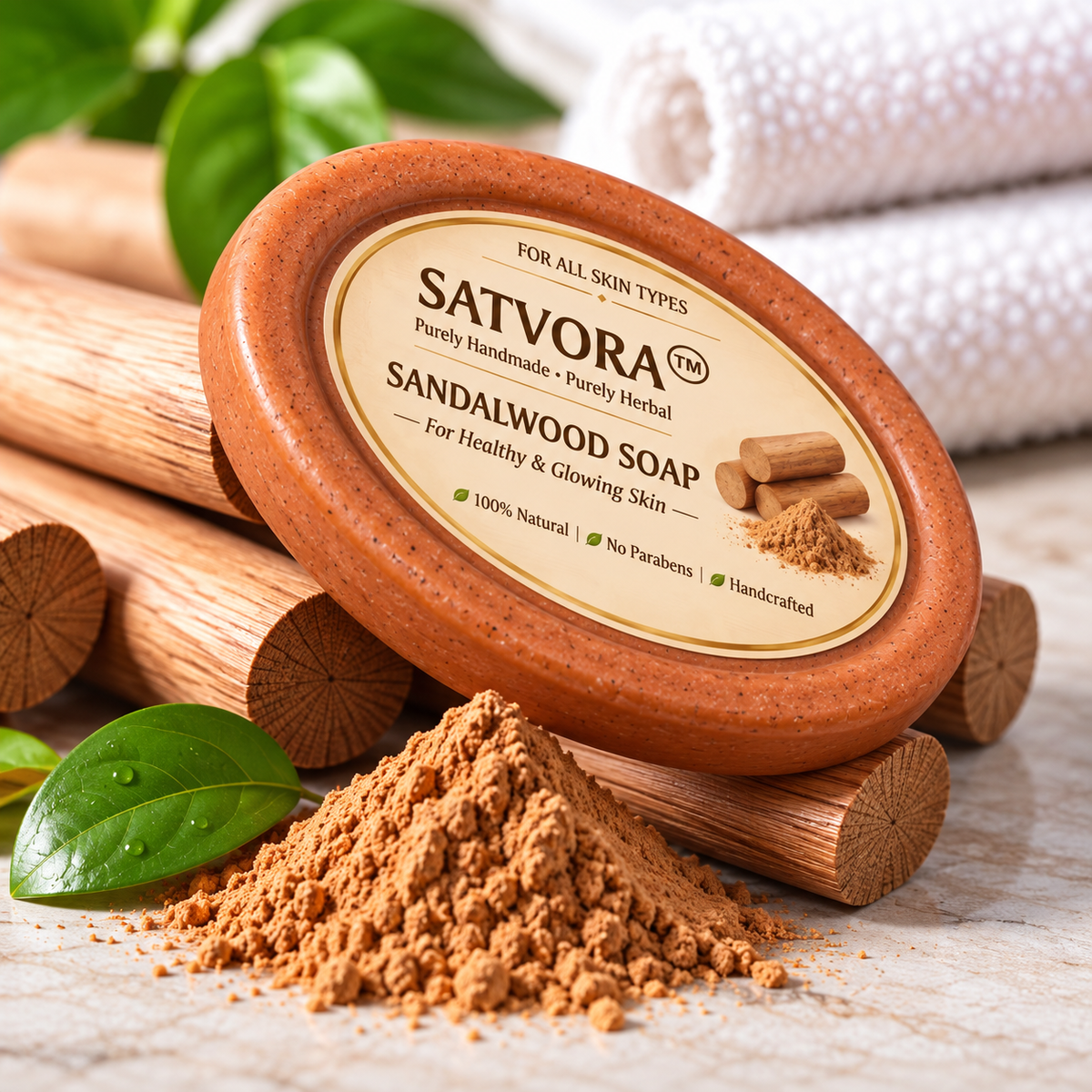 SATVORA Sandalwood Soap | 100% Natural Herbal Handmade Soap | For All Skin Types