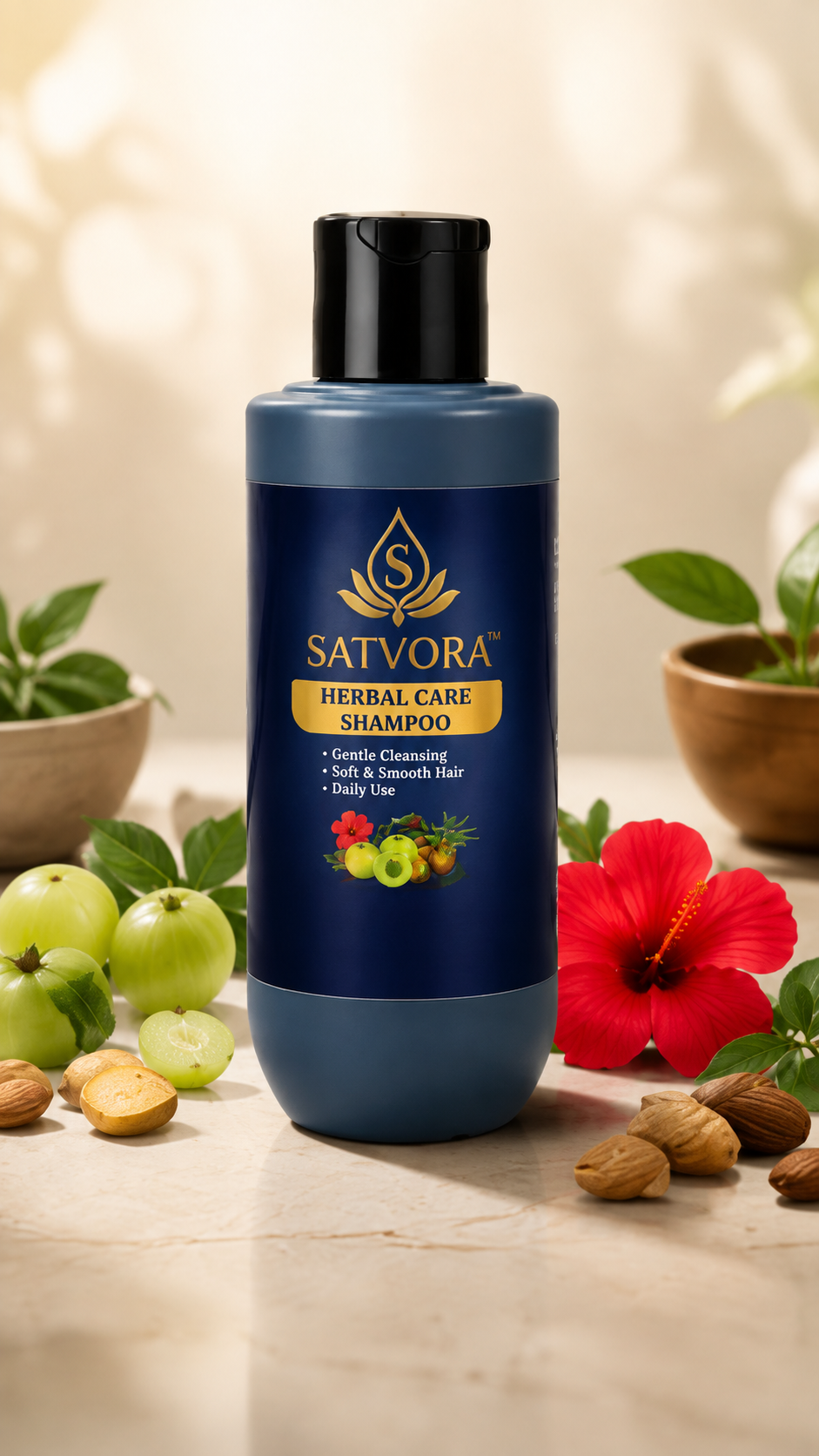 SATVORA Herbal Care Shampoo with Amla, Ginger, Aloe Vera & Hibiscus | Hair Fall Control | Paraben Free | 250 ml