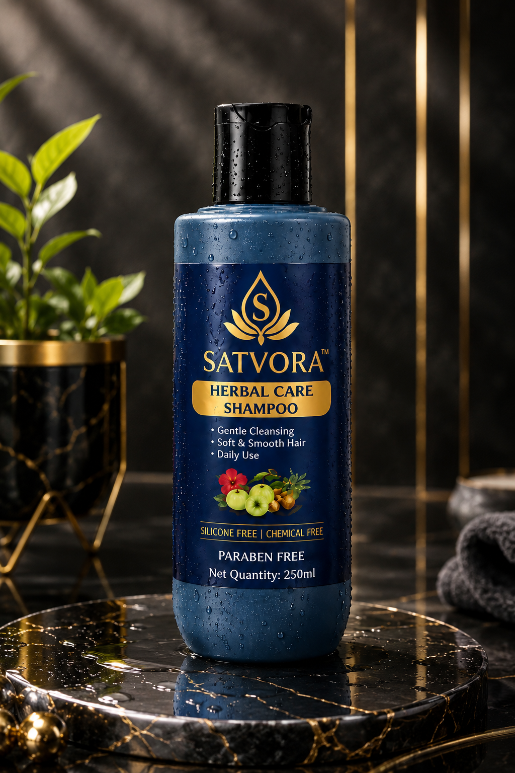SATVORA Herbal Care Shampoo with Amla, Ginger, Aloe Vera & Hibiscus | Hair Fall Control | Paraben Free | 250 ml