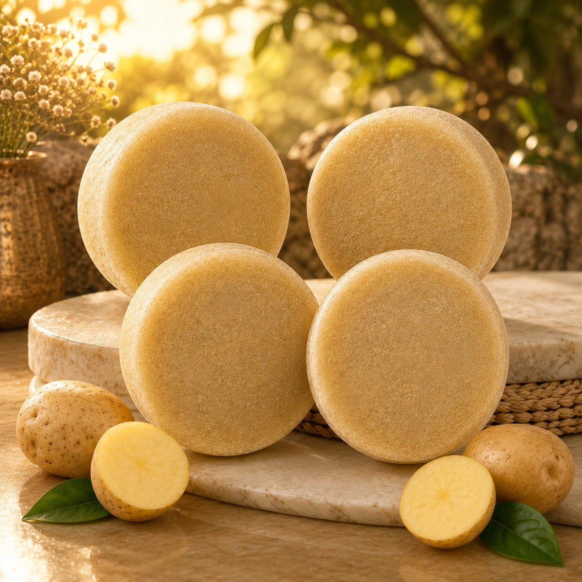 SATVORA Potato Handmade Soap | Nourishing & Gentle Cleansing | Natural Ingredients Pack of 4
