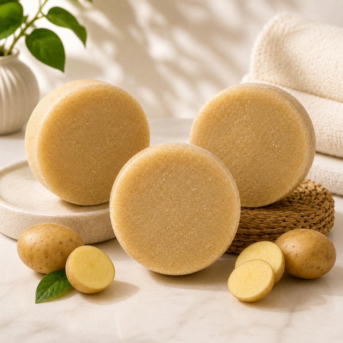 SATVORA Potato Handmade Soap | Nourishing & Gentle Cleansing | Natural Ingredients Pack of 4